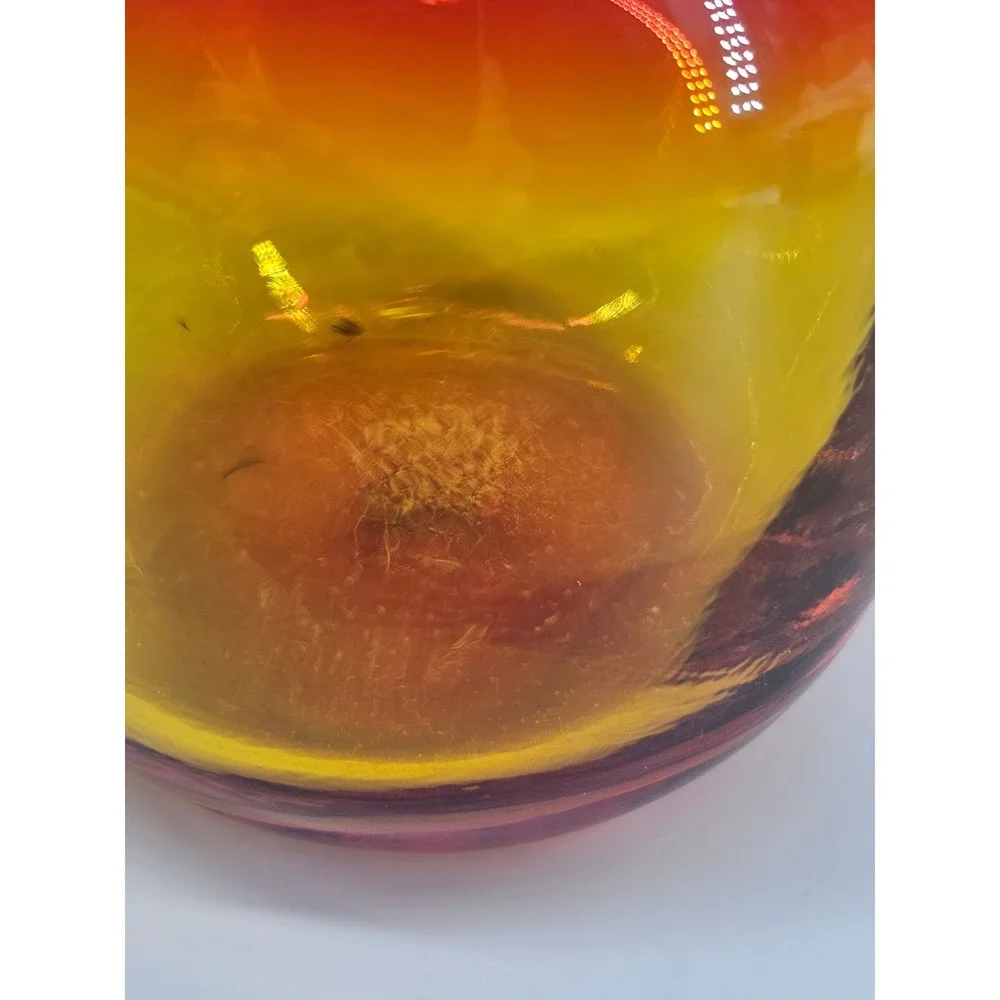 MCM Vintage BLENKO 6424 Amberina Art Glass Bud Vase red gold yellow 5